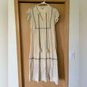 Cream Boho Dress with Tassels